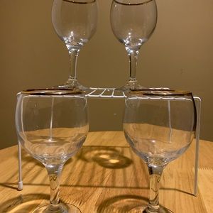 4 Gold Rim Wine Glasses